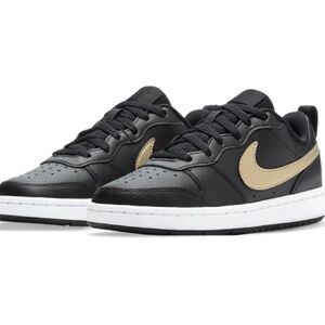 Nike Court Borough Low 2 Youth Size 6Y Black Gold Sneaker Shoes BQ5448-011